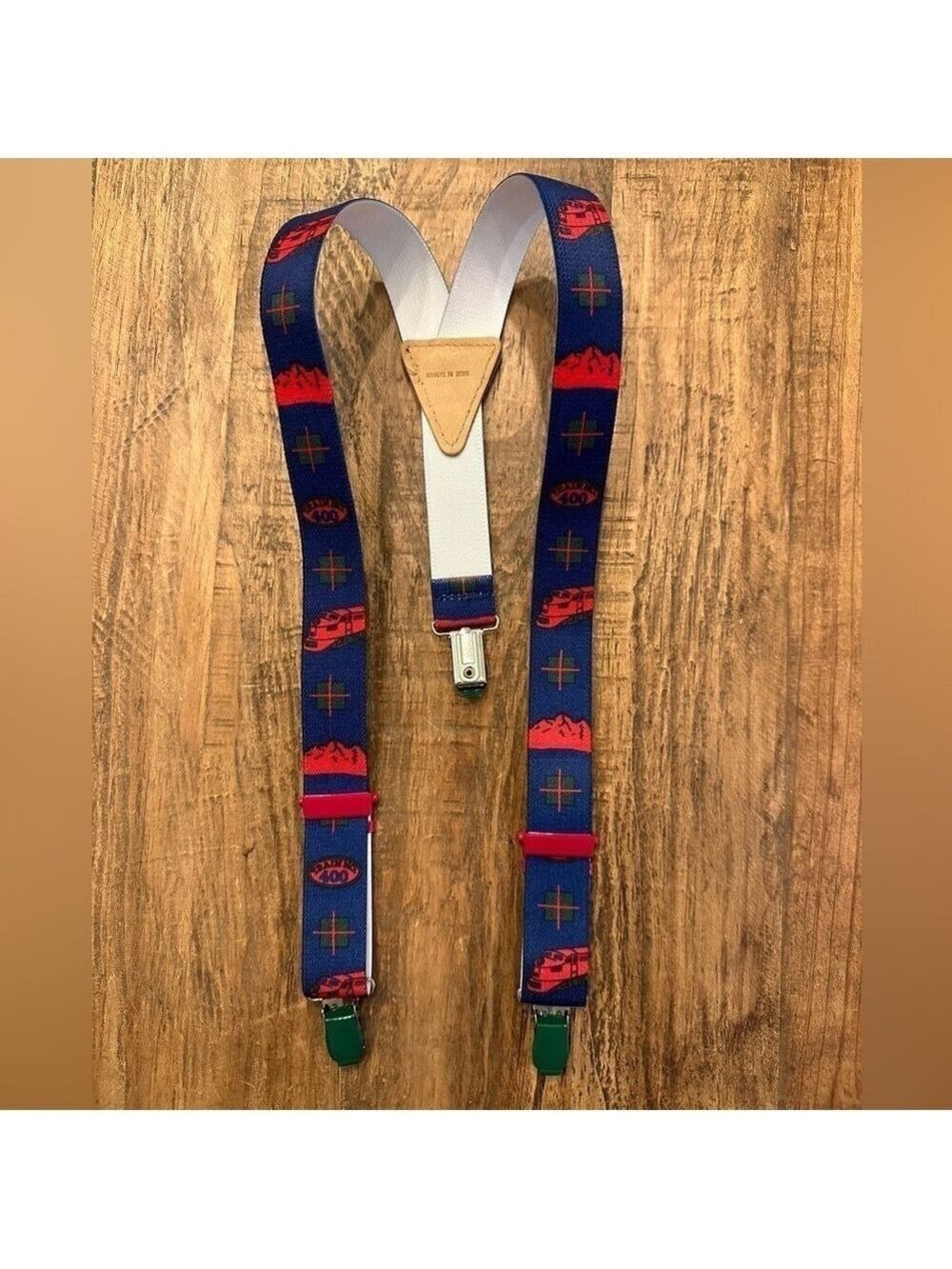 Gymboree - Vintage Train No. 400 Suspenders Adjustable, Blue and Red - Look New
